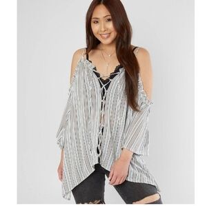 Striped Cold Shoulder Top